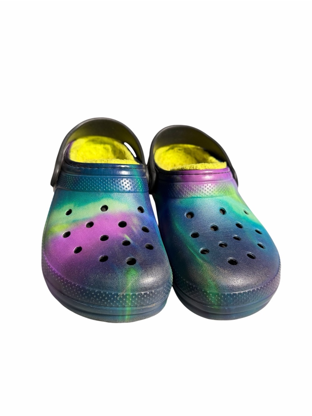 Kids Multicolor Fleece-Lined Clog - Purple/Blue/Green Size 2 J - Picture 3 of 11